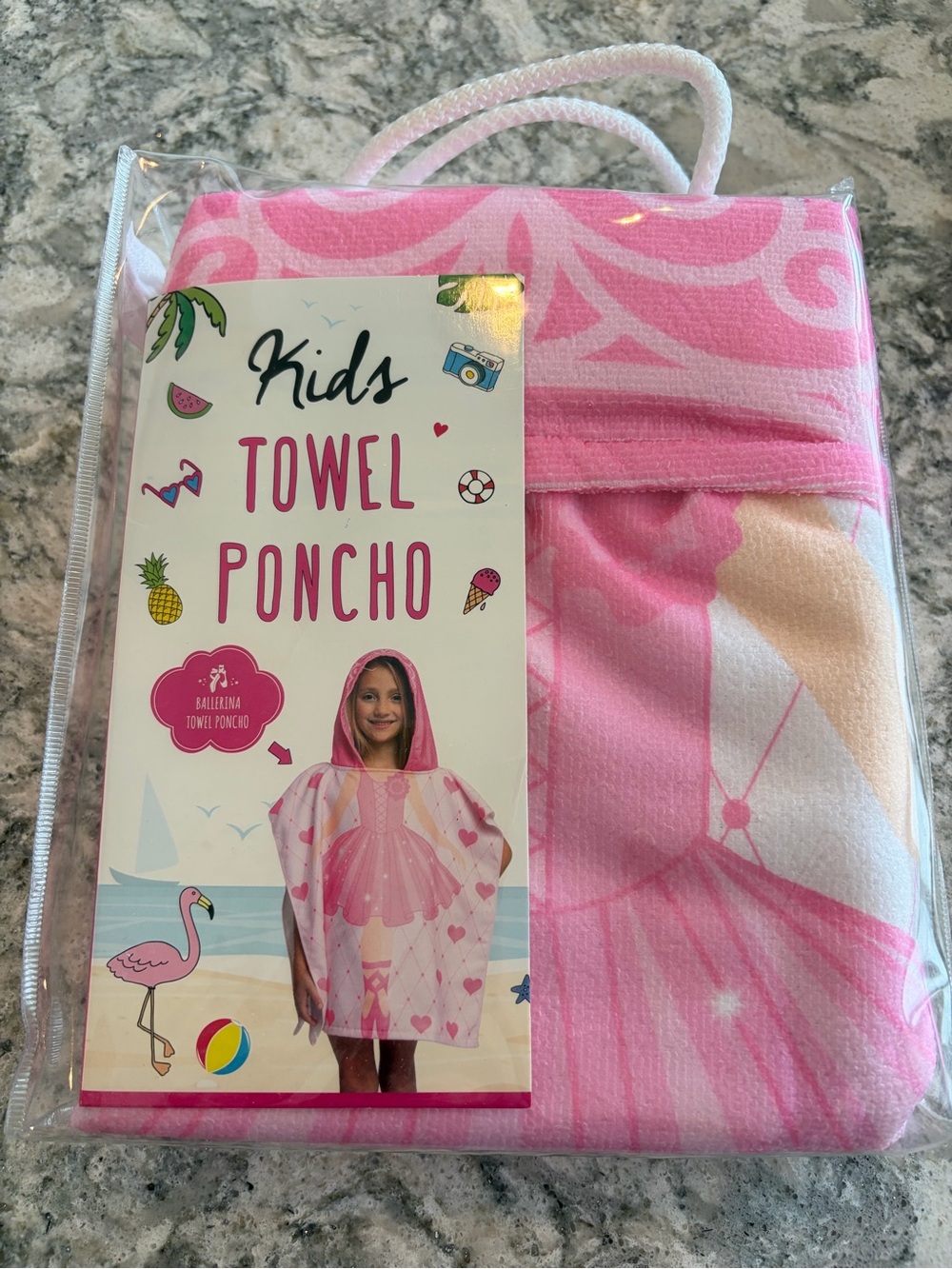 Kids Ballerina Towel Poncho - Pink